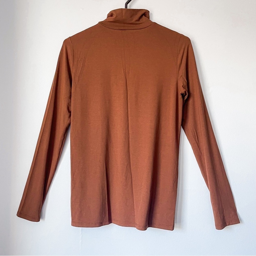 EILEEN FISHER Long Sleeve Turtleneck Top Neutral Brown Blouse Size XS - Picture 2 of 4